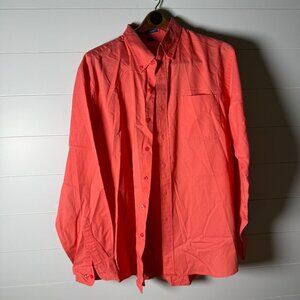 Port Authority Long Sleeve Button Down Shirt Dark Orange Pink Sz XL
